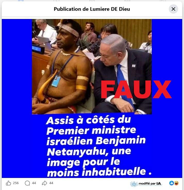 Non, cette photo ne montre pas le président de la Papouasie-Nouvelle-Guinée aux côtés de Benjamin Netanyahu à l’ONU