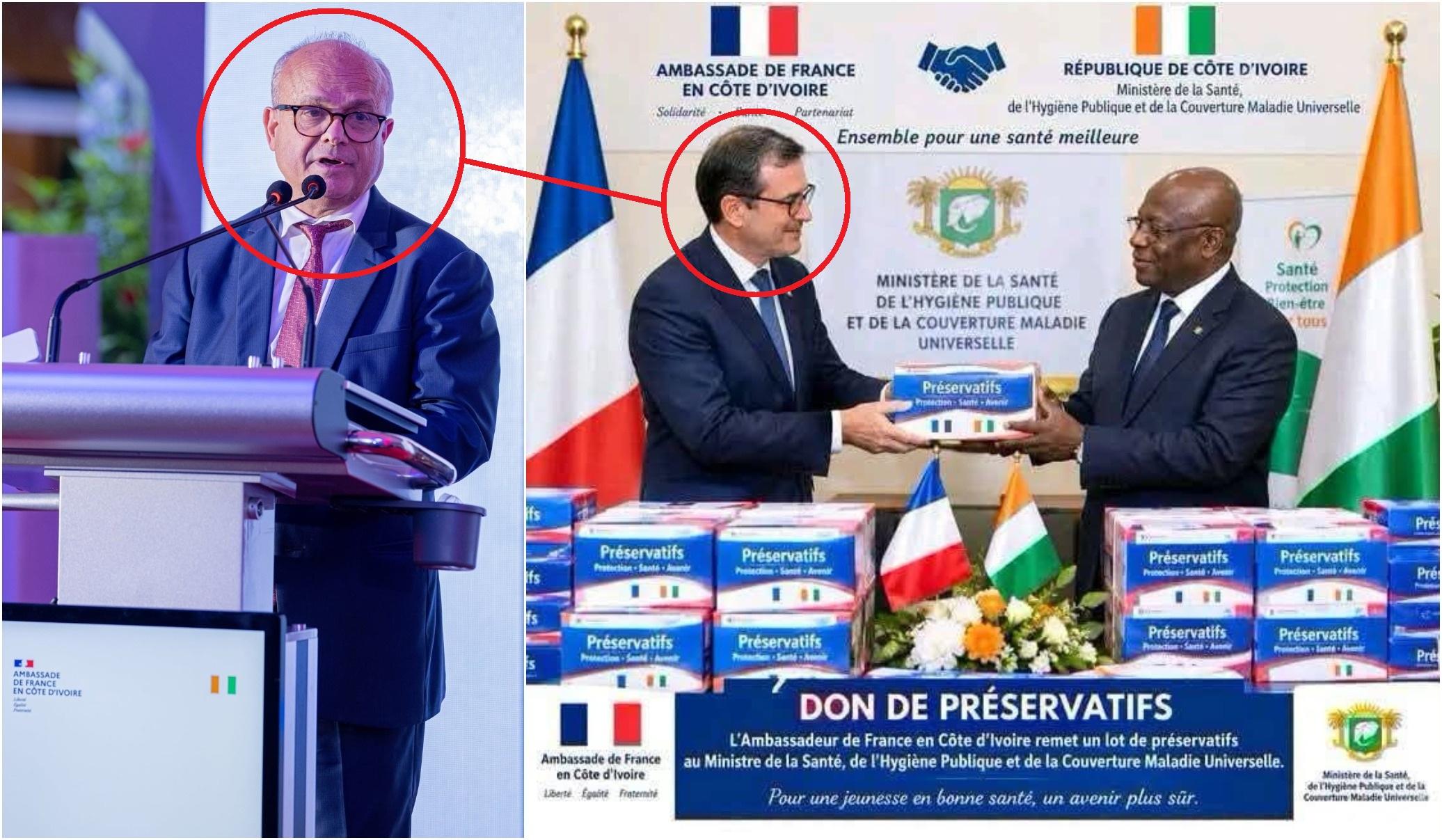A gauche la vraie photo de l'ambassadeur de France en Côte d’Ivoire et à droite le faux visage